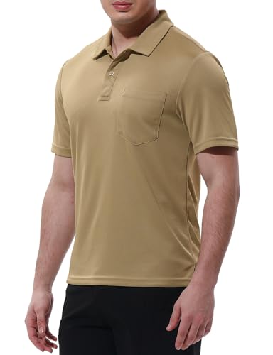 Image of Rdruko Men's Polo Shirts Short Sleeve Quick Dry Outdoor Golf Sports Shirts with Pocket