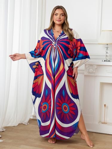 Image of Kaftan Dress for Women - Plus Size Caftan Maxi Beach Dress Moo Moos Loungewear, Swimsuit Cover Up for Beach, Pool or Vacation