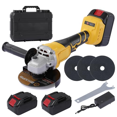 Akku Winkelschleifer Geevorks Bürstenloser Motor Multifunktionales Trennschleifer Scheibe 125mm mit 2 x 2600mAh Akku und Ladegerät, Winkelschleifer mit 3 x Trennscheiben zum Trennen & Schleifen