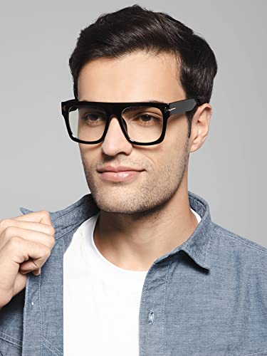 Image of LensKandy Zero Power Computer Glasses - Anti-Glare & Bluecut Wayfarer Eyewear for Men & Women - UV Protection, Eye Strain Relief,Lightweight & Blocks Harmful Rays