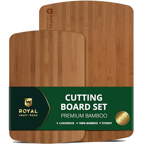 ROYAL CRAFT WOOD Wooden Cutting Boards for Kitchen Meal Prep & Serving - Bamboo Wood Serving Board...