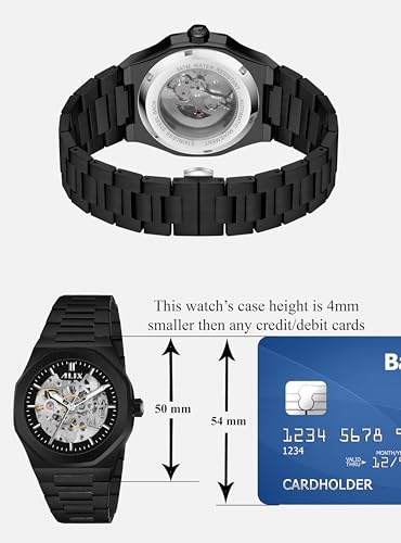 Image of ALIX Men's Mechanical Automatic Skeleton Self-Winding Water Resistant Analog Watch