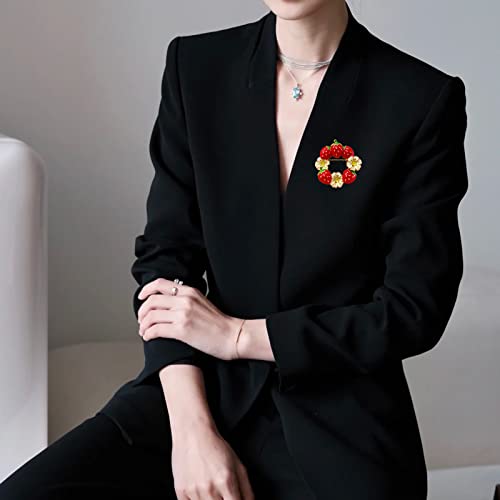 Image of Enamel Fruit Strawberry Brooch Pin,Cute Daisy Flower Lapel Pin Summer Strawberry Badge Brooch Suit Pin Shirt Studs Jewelry for Women Girls