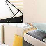 Zinus Maddon Lit Coffre 160x200 cm - Hauteur 31 cm - Système de Levage Hydraulique - Tête & Cadre de Lit Double en Bois tapissier - Beige - 8