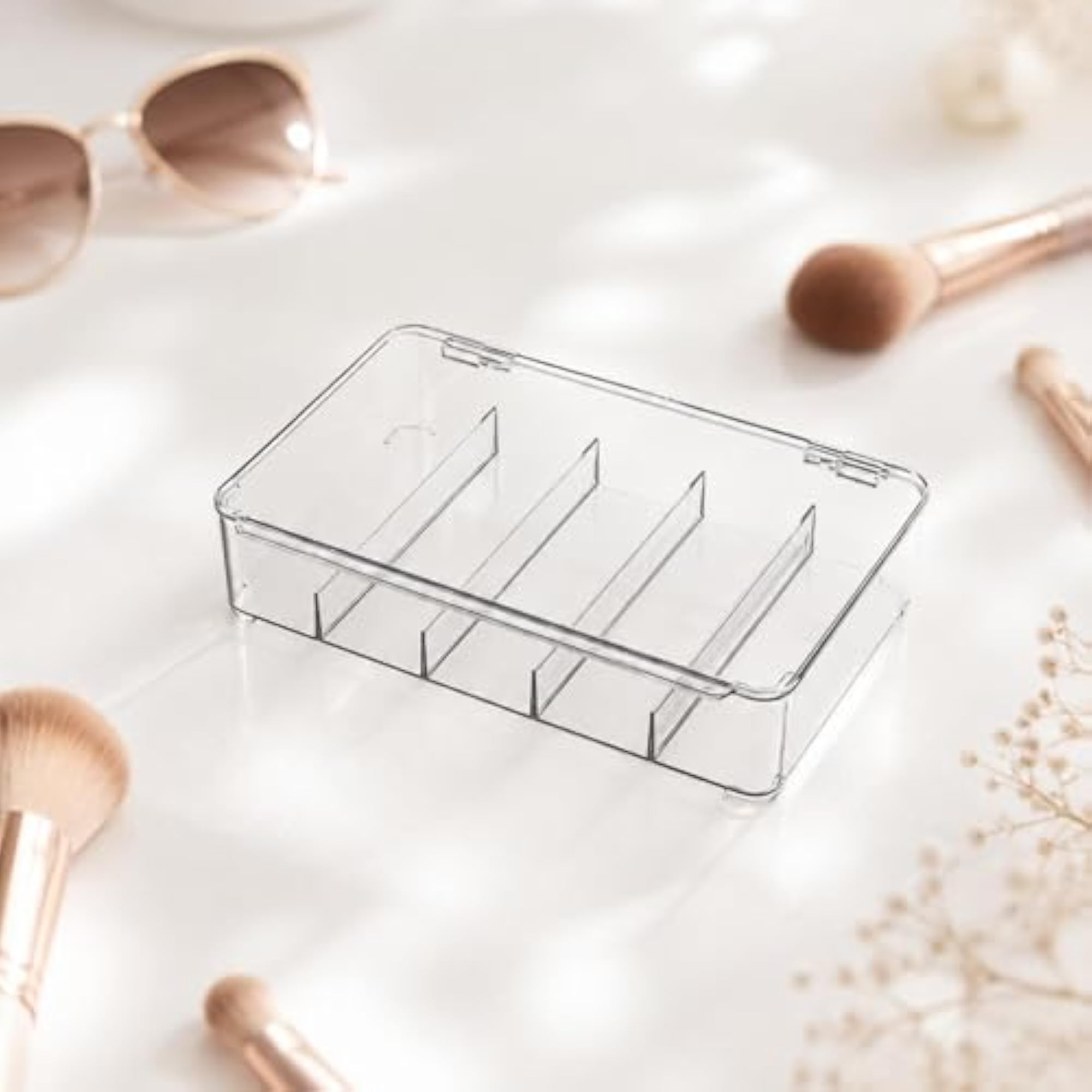 Multi-Compartment Clear Drawer Organizer for Makeup