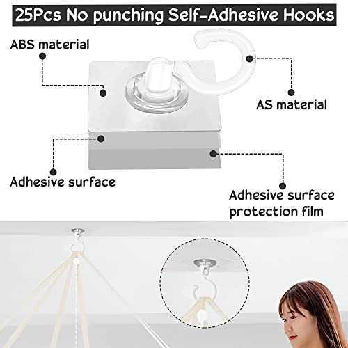 THATSRAD 12 Stücke Haken Selbstklebend Deckenhaken 360 grad Drehen Klebehaken Decke Magische Haken max 5kg Ohne Bohren Handtuchhaken Transparent Drehbar Decke Wandhaken für Schlafzimmer Küche Bad