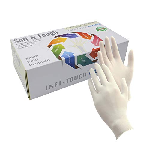 Infi-Touch Soft and Tough, Disposable Latex Gloves, Powder Free, 9.5" Length, Light Duty