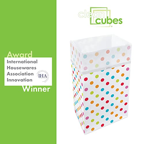 Clean Cubes 30 Gallon Trash Cans & Recycle Bins For Sanitary Garbage Disposal. Disposable Containers For Parties, Events, Recycling, And More. 3 Pack (Polka Dot) #TOP1