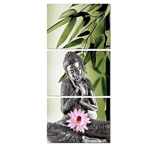 Toile Bouddha triptyque HD, peinture moderne avec cadre