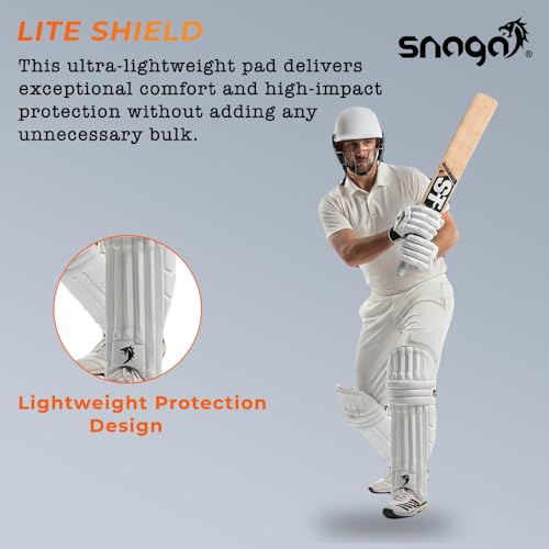 Image of Snaga Premium Moulded Cricket Batting Legguard Pads for Boys & Youth with Advanced Shock Absorption, High-Density Foam Padding, Adjustable Straps, and Ergonomic Design (25 INCH Youth)