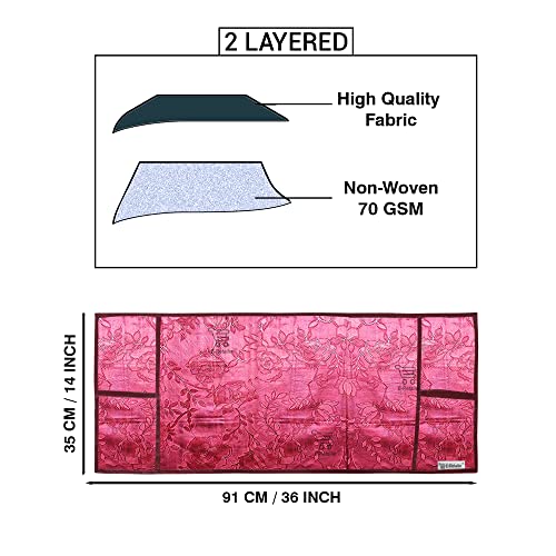 Image of PVC Waterproof 2-Layered Microwave Oven Top Cover With 4 Utility Pockets Suitable for Upto 30 Liter (Color- Red, Size-36x14 Inches)
