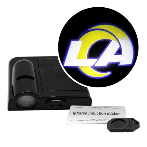 Sporticulture NFL American Football Los Angeles Rams - Car Door Lights Logo Shadow Display - Car Accessories with One Team Logo Slide - Compatible for Most Car Models - Battery Powered, 2.5” x 2.5”