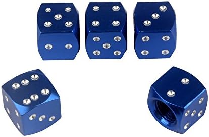 Senzeal 5X Aluminum Dice Valve Caps Tire Air Valve Stem Caps Cover for Car Trunk Bike Bicycle Wheel Blue