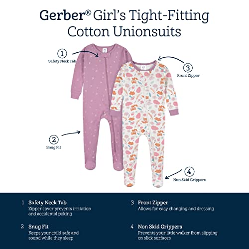 Gerber Baby Girls 4-pack Footed Pajamas And Toddler Sleepers, Apple And Woodland Floral, 3T US by Gerber - Image 4
