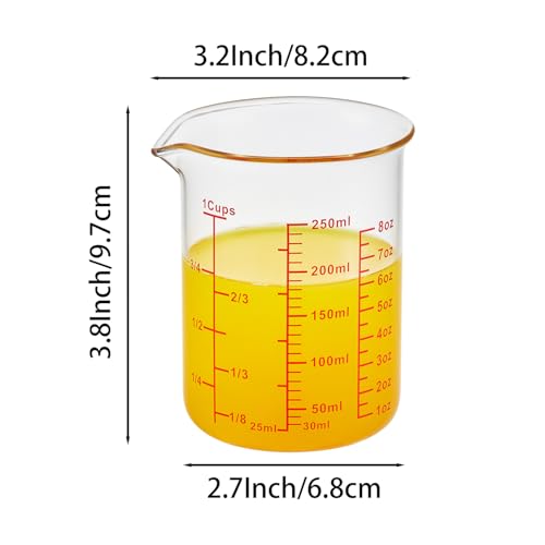 Ackers Glass Measuring Cup 1 Cup,8oz Borosilicate Liquid Measuring Cup with Spout