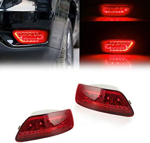 TurningMax Complete LED Red Lens Rear Bumper Reflectors Fog Brake Tail Lights Lamps Kit for 2011-up Jeep Grand Cherokee WK2, Compass and Dodge Journey
