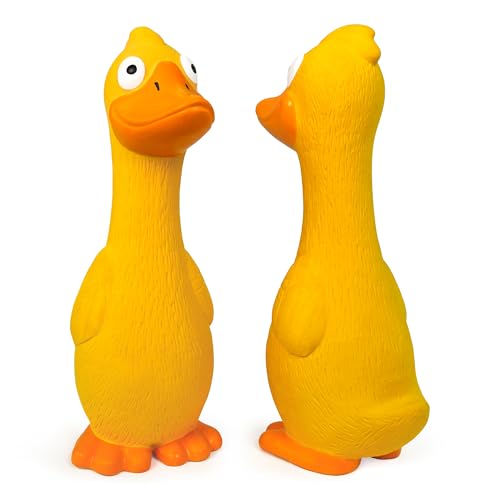 Chiwava 2er Pack 7,9 Zoll Quietschen Latex Hundespielzeug Gelb Ente Interaktives Spiel für kleine mittelgroße Hunde