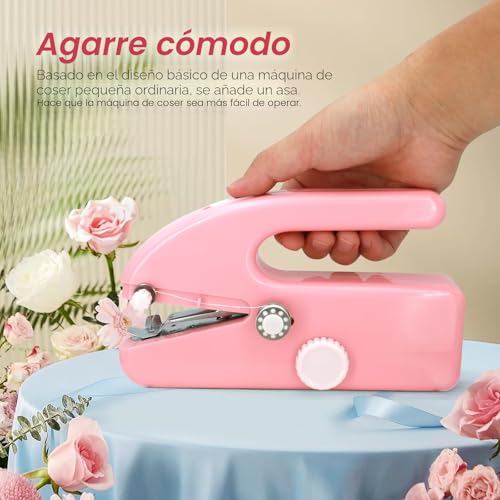 Miniatura 5 de Ykall Máquina De Coser Mini Portátil Eléctrica, 2 Velocidades Y Costura Rápida, Compacta, Ligera Y Fácil De Usar, Ideal Para Ropa, Telas Y Viajes Rosa