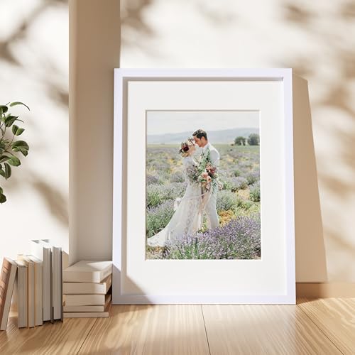 decorUhome 12x16 Picture Frame Set of 10, Display Photos 8.5x11 with Mat or 12x16 Unmatted for Picture Frames Collage Wall Decor, White