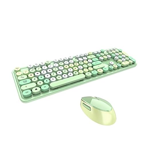 Homesen Teclado Doce Teclado Mouse Combinado Cor Mista 2.4G Teclado Sem Fio Conjunto de Teclas de Suspensão Circular Cap para PC Laptop Verde