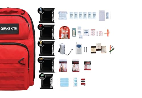 QK 5-Person, 72hr Prepared Survival Kit for Disaster Preparedness - Emergency Go Bag with Food and Water, First Aid, and Preparedness Tools. Emergency Kit for Earthquakes and Other Disasters.