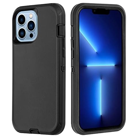 smartelf Compatible with iPhone 13 Pro Max Case (2021), Heavy Duty Shockproof Phone Cover, 3 Layers Hybrid Anti Drop Durable Hard Back TPU Bumper Protective Case for iPhone 13 Pro Max 6.7 inch-Black Cover