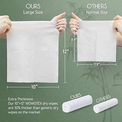 Wowotex Bamboo Disposable Face Towel Biodegradable Large Dry Face Wipes 60 Count/1 Box Extra Thick Soft Clean Facial Towels For Sensitive Skin, Makeup Removing, Facial Cleansing, Nursing, Travel #TOP1