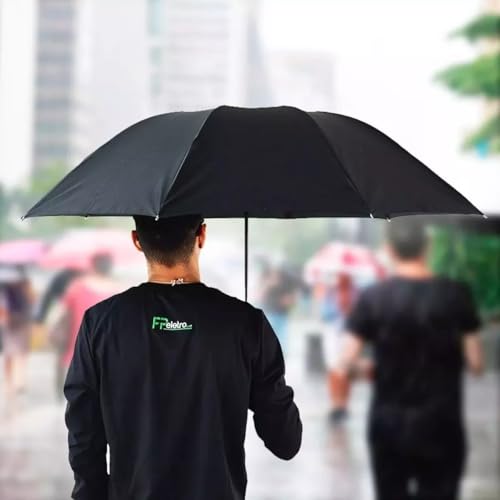 Guarda Chuva Automático Grande Reforçado Cabo De Madeira Cor Preto