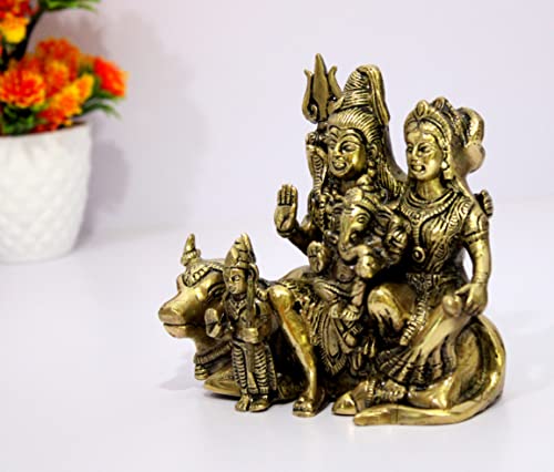 Image of ESPLANADE Brass Shiv Pariwar - Shiva Family - Shiv Parvati Shiva Bholenath Shankar Ganesha Nandi Murti Moorti Idol Statue Sculpture - 5.5 inch Inches