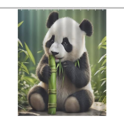 Rideau de douche Panda en tissu polyester imperméable - 152x183cm - 7