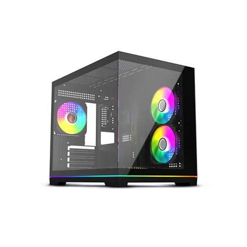 Image of Frontech ROX Gaming Computer Case | 6 ARGB Fans | Dual Tempered Glass | Type-C Support | 360 /280 /240mm AIO Cooler Compatible | Front & Side Glass Panel | 1 x USB 3.0, 1 x 1.0 (FT-4391)