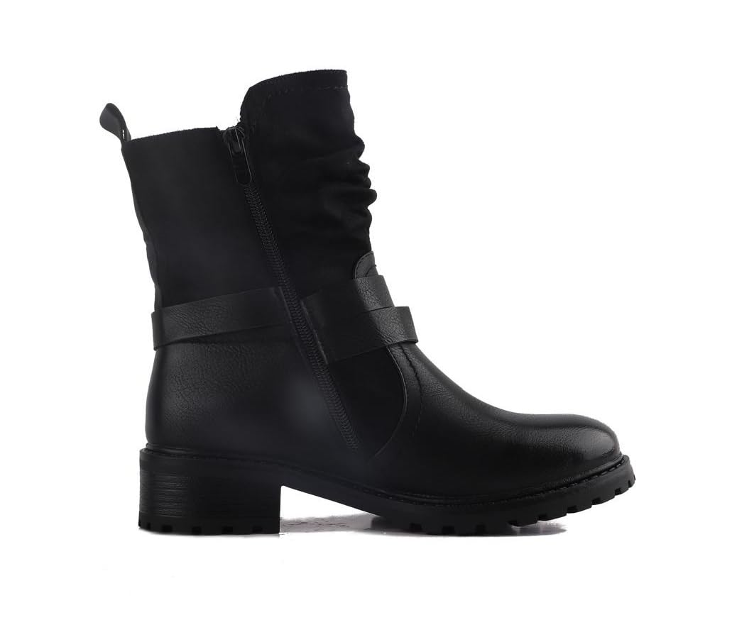 Pogolino Damen Stiefeletten Nieten Biker Boots mit Reißverschluß flach bequem Stiefel 2520