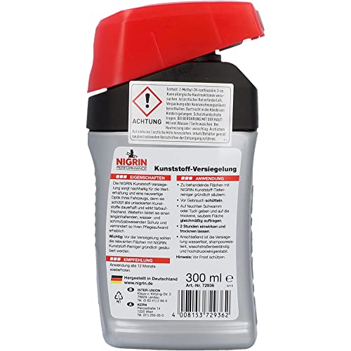 NIGRIN Performance Kunststoff Tiefenversiegelung, für unlackierte Kunststoffe, versieglt dauerhaft, 300 ml