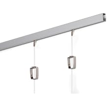 STAS Minirail Picture Hanging System Set - Covers 6.56 ft of Wall Space - Smallest Picture Rail & Art Hanging Gallery Kit for Art Display Matte Silver Rails, Includes 2 Hooks & Cords