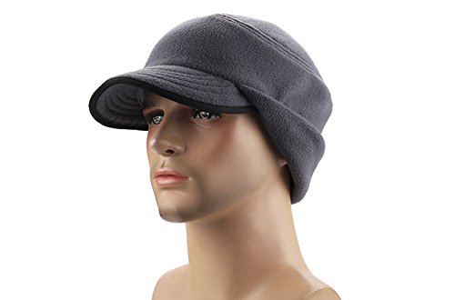 Boné Leories de inverno à prova de vento com aba de orelha de lã quente para uso externo com viseira