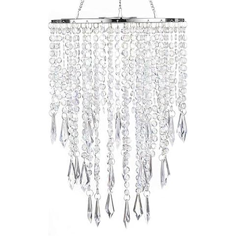 Sunli House Modern Mini Chandelier Shade,H12.9 X W8.66 Chandeliers Light Fixture Sparkling Decorations for Wedding Centerpiece Lampshade with Acrylic Jewel Droplets Cover