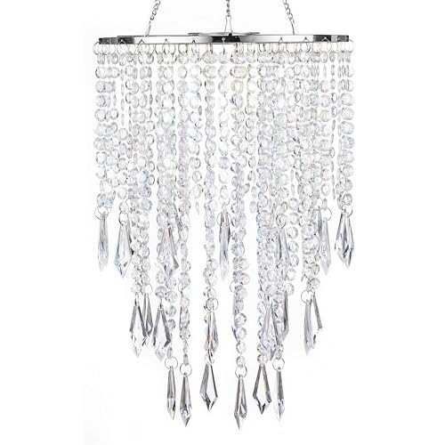 Sunli House Modern Mini Chandelier Shade,H12.9 X W8.66 Chandeliers Light Fixture Sparkling Decorations for Wedding Centerpiece Lampshade with Acrylic Jewel Droplets