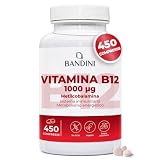 Bandini® Vitamina B12 450 Vegan (Scorta +14 Mesi), Metilcobalamina 1000µg, Compresse Vegane al 100%, Vitamine B 12 per il Sistema Immunitario, Vit B Metabolismo energetico, Stanchezza Fisica e Mentale