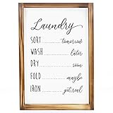 Laundry Time Sign - Laundry Room Wall Decor - Laundry Sign, Modern Farmhouse Decor, Laundry Room Rules Sign, Laundry Room Decor with Solid Wood Frame - 11 x 16 Inches