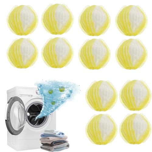 #ColaboraciónPagada<br>12 Pcs Bolas Quita Pelos Mascota Atrapapelos Lavadora Reutilizable Eliminador de Pelo de Mascota en Lavadora (Amarillo)