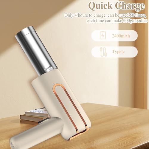 Pasta Machine Pasta Maker, 5-in-1 Cordless Noodle Maker Handheld with Power Indicator, Portable Stainless Pasta Machine Automatic Spaghetti Maker for Kitchen Homemade Pasta, Beige. - Image 5