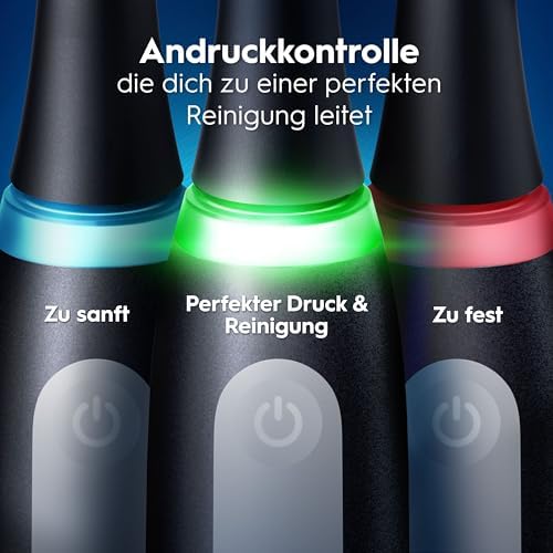 Bild 3 - Oral-B iO Series 3 Elektrische Zahnbürste — Electric Toothbrush, Inkl. 1 Aufsteckbürste, 3 Putzmodi für Zahnpflege — Designed by Braun, GUT GETESTET von STIFTUNG WARENTEST, Schwarz