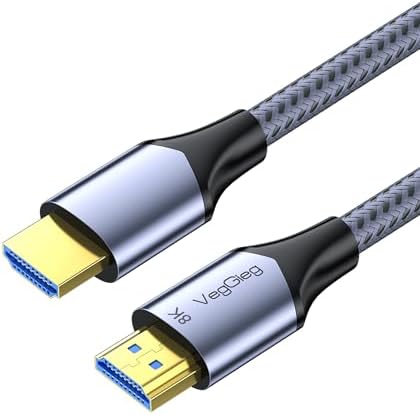 VegGieg HDMI 2.1 8K 60Hz 4K 120Hz 48 Gbps HDR eARC HDCP 2.2 Örgülü Ses ve Görüntü Kablosu 2 Metre - Görsel 1