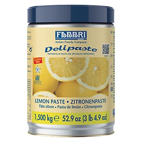Fabbri Paste Lemon, Flavoring Compound for Gelato, Ice Cream, Soft Serve, Pastry and Confectionary - 1 Tin of 3.3 lb Cover