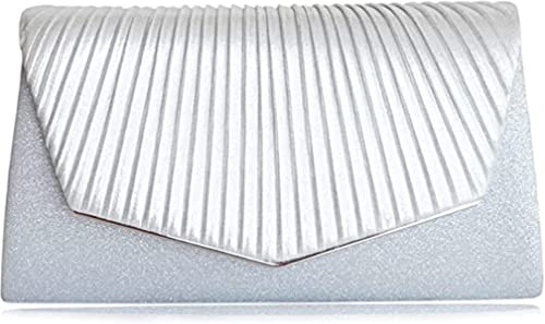 Pochette argentée à paillettes avec bandoulière chaîne amovible pour femme