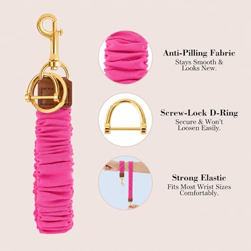 Image of Scrunchie Keychain Wristlet, Cute Key Chain Wrist Bracelet Lanyard Strap | stretchy scrunchie wristlet for keys, soft pill-resistant key chain bracelet for women, men, car keys, shopping, gym, travel