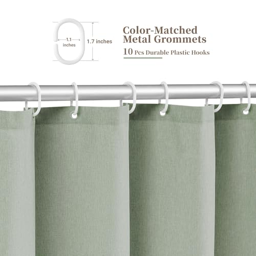 BTTN 60x72 Boho Scalloped Linen Textured Cloth Shower Curtain, Sage Green by BTTN - Used condition - Image 6