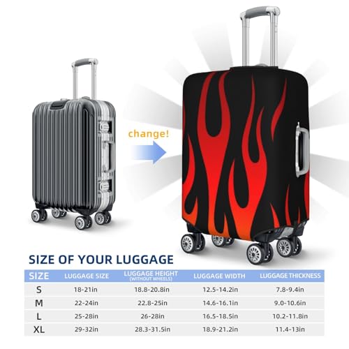Retro Traditional Hot Rod Flames Luggage Cover, Protective Washable Suitcase Cover - Travel High Elastic Fibers Suitcase Protector Fits Large3