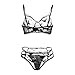 Women Halloween Sexy Set Exquisite Print Lingerie Bra+Briefs Set Cut-Out Sleepwear Gothic Trendy Underwear Black