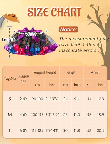 Image of Happy Cherry Toddler Girls Witch Tutu Skirt Set with Hat & Broomstick 3 Pcs Dress Up Halloween Outfits 3-8Y